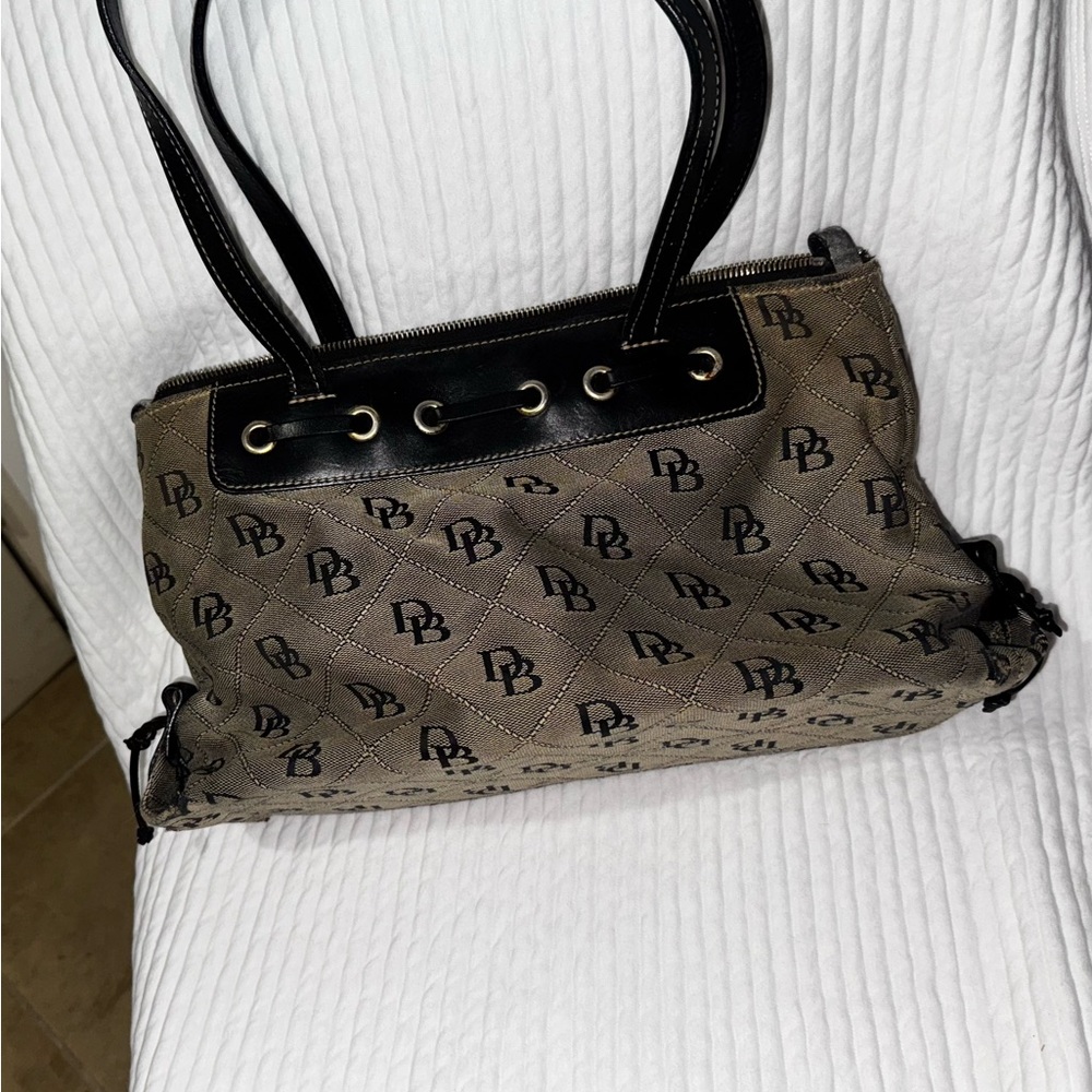 Dooney & Bourke Black and Tan Monogram Shoulder Bag